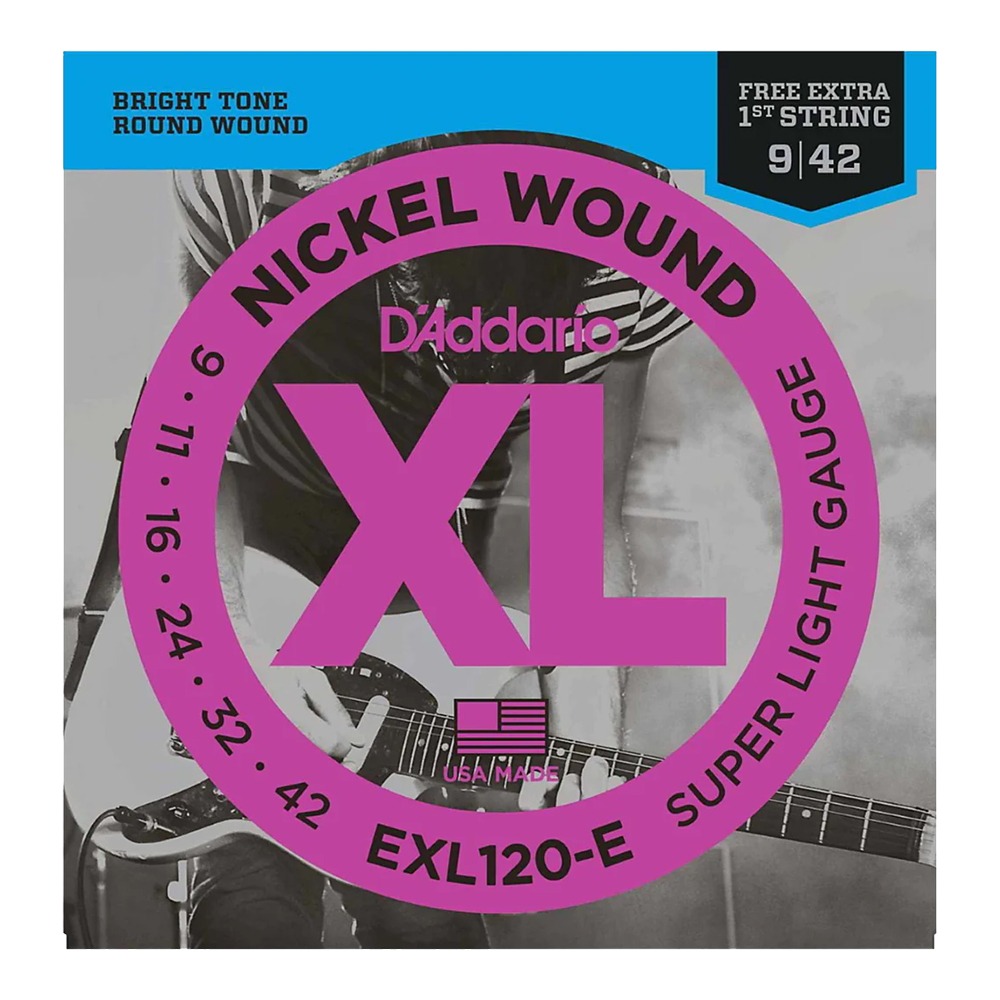 다다리오 EXL120-E 니켈 라운드 와운드 (009-042) 슈퍼 라이트 / 일렉 기타줄 (1번줄 추가 동봉)